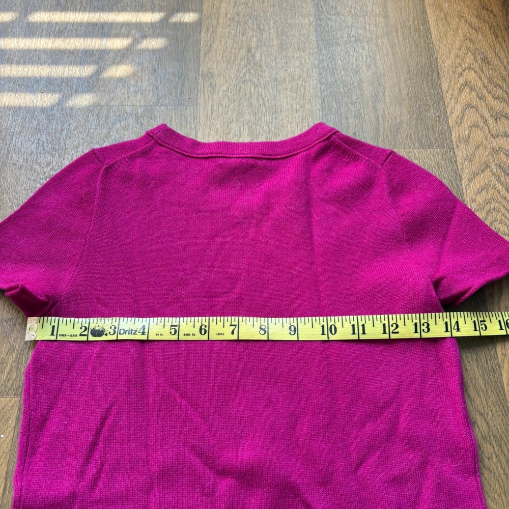 J. Crew Womens Prep Bright Purple Rolled Hem 100% Cashmere Short Sleeve Sweater - Picture 6 of 6